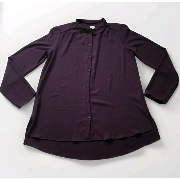 Wilfred Top Womens M Purple Blouse LS High Low Hem Corporate Girlie Buttons Boho - Picture 11 of 16
